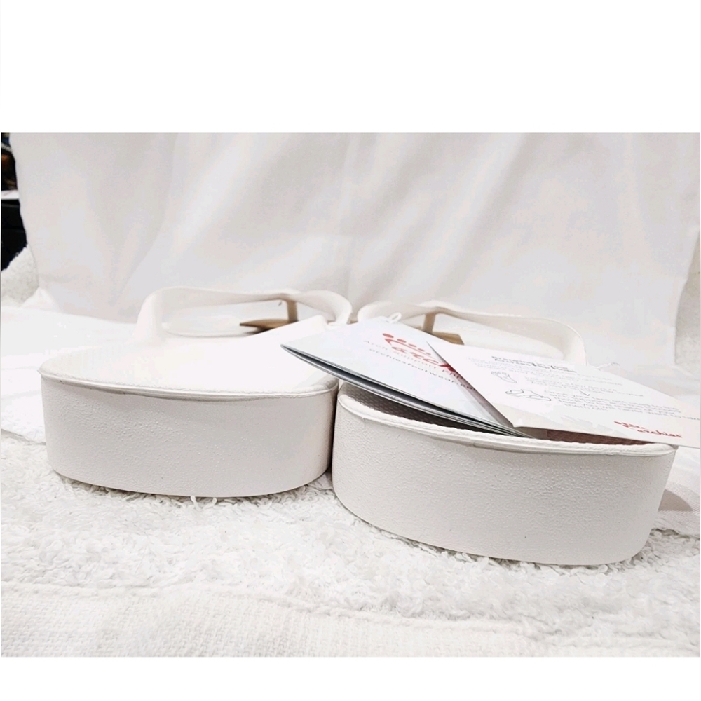 Archies Arch Support Thong WHITE LEATHER Flip Flops Sandal Men 10 Women 11 New - Picture 6 of 16